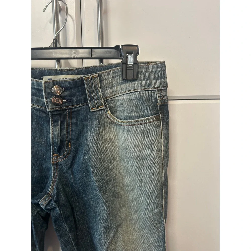 Gap Low Rise Cropped Jeans Medium Wash Double Button Denim Pants